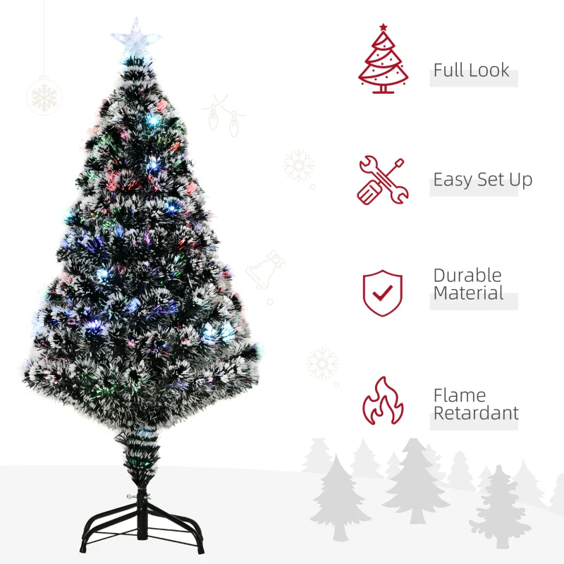 Christmas Time 4ft 120cm Green/White Artificial Christmas Tree W/ Prelit LED Lights-Multicolor - Image 8