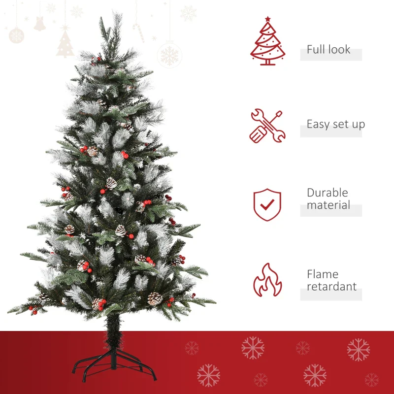 HOMCOM Christmas Time 5FT Artificial Snow Dipped Christmas Tree - Image 4