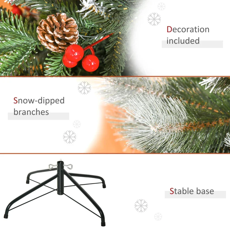 HOMCOM Christmas Time 5FT Artificial Snow Dipped Christmas Tree - Image 7