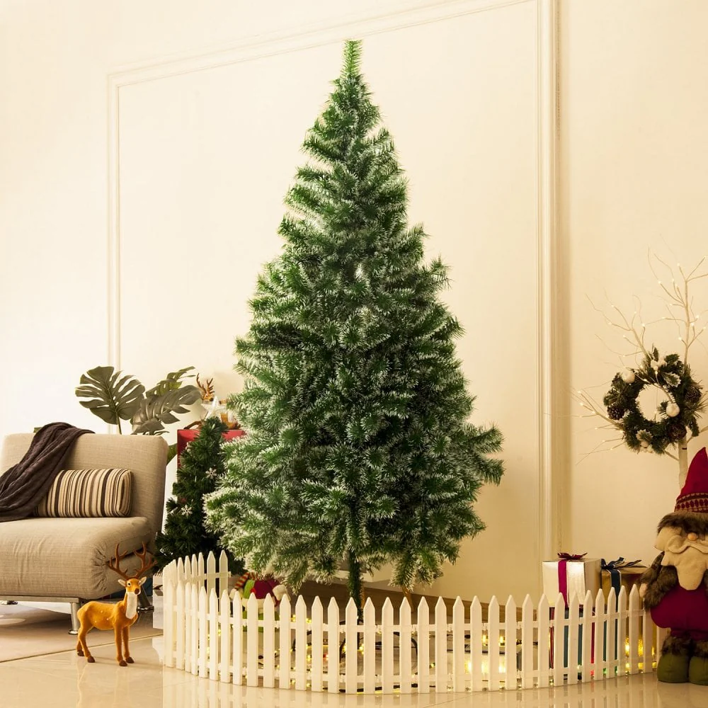 Christmas Time 7ft Christmas Decorations Christmas Tree 2.1M W/ Metal Stand - Green