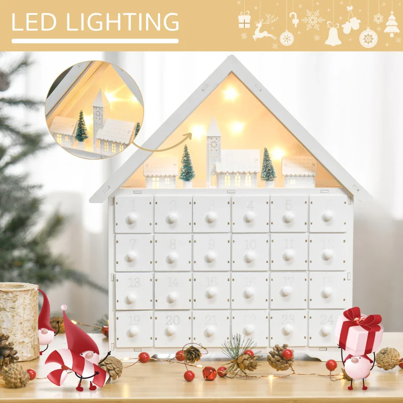 HOMCOM Christmas Advent Calendar - White - Image 4