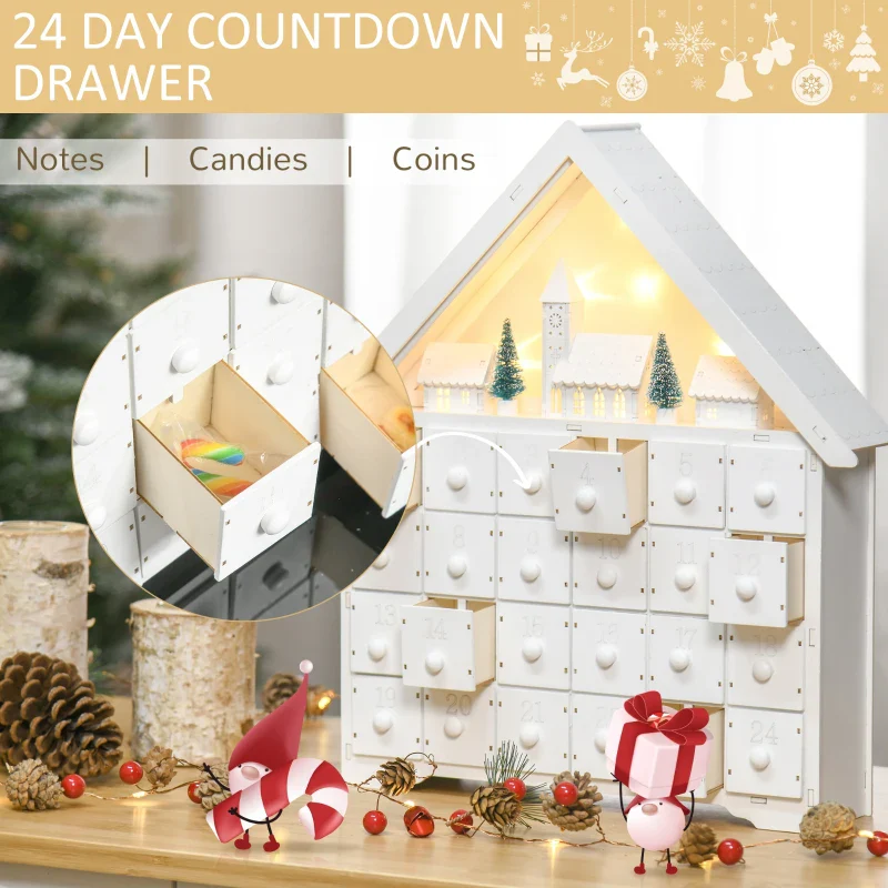 HOMCOM Christmas Advent Calendar - White - Image 5