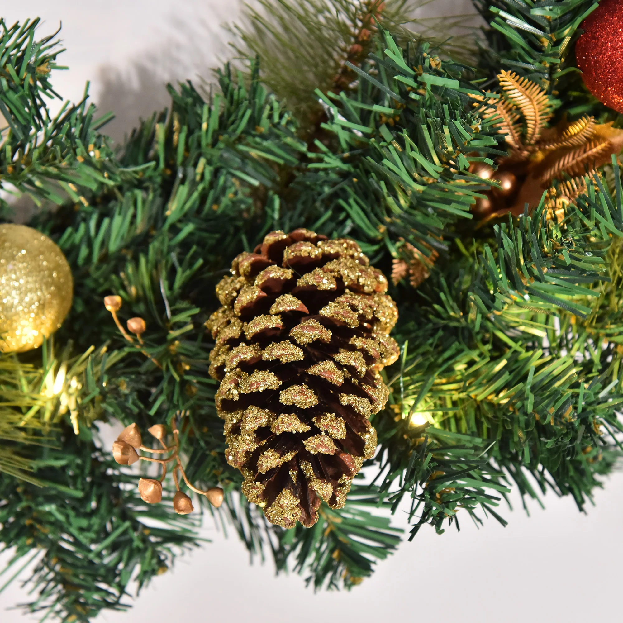 Christmas Time Pre-Lit Artificial Christmas Door Wreath, 60 Cm Diameter - Image 9