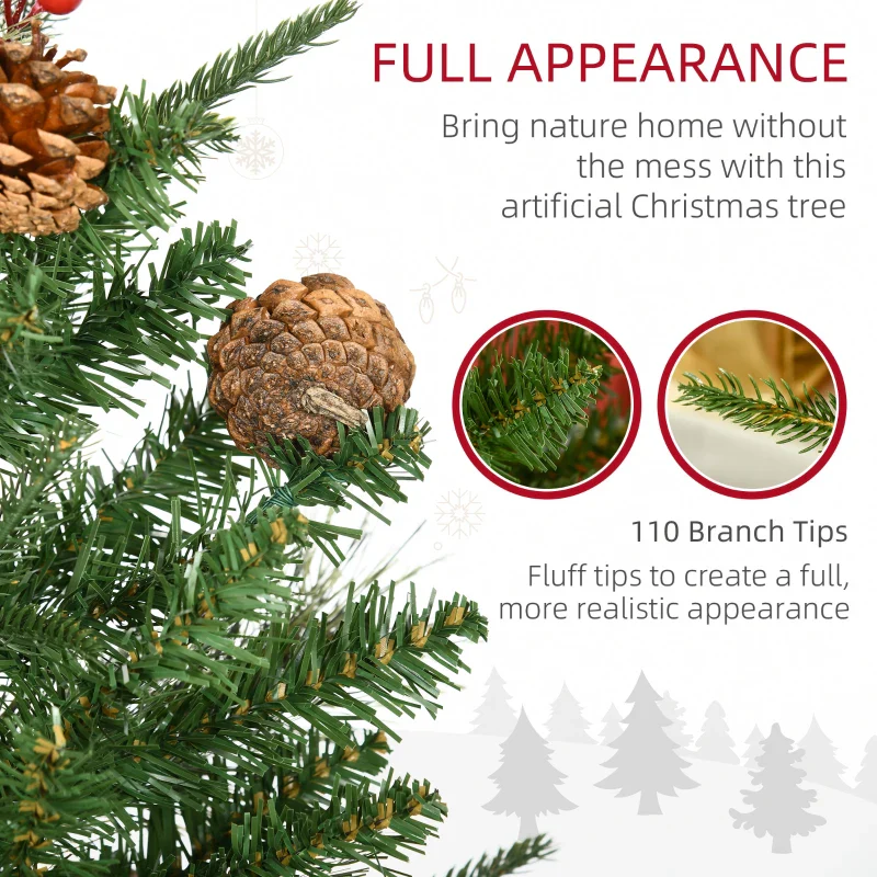 HOMCOM Christmas Tree Set of 2 3' with Red Berries and Gold Pots - Image 5
