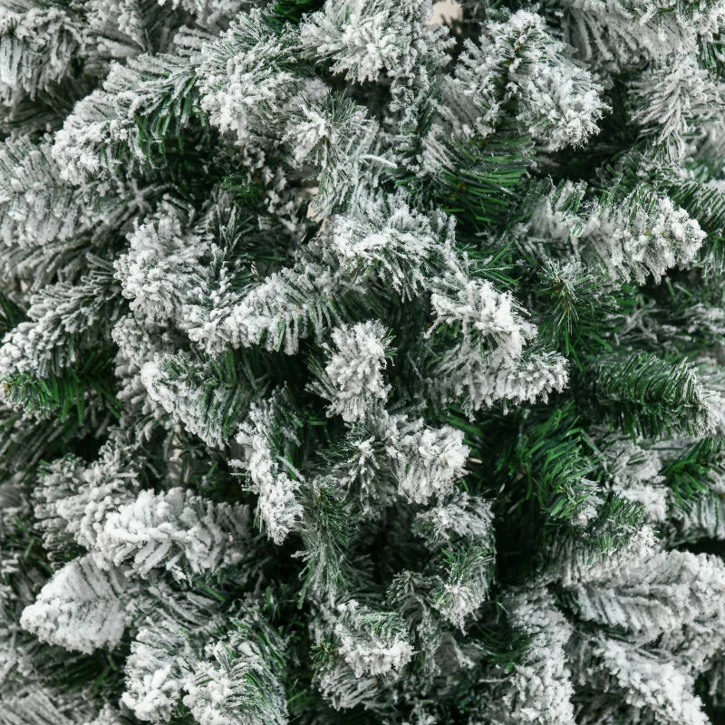 HOMCOM Christmas Tree Snow Flocked Slim 6' with Pinewood Base - Image 9