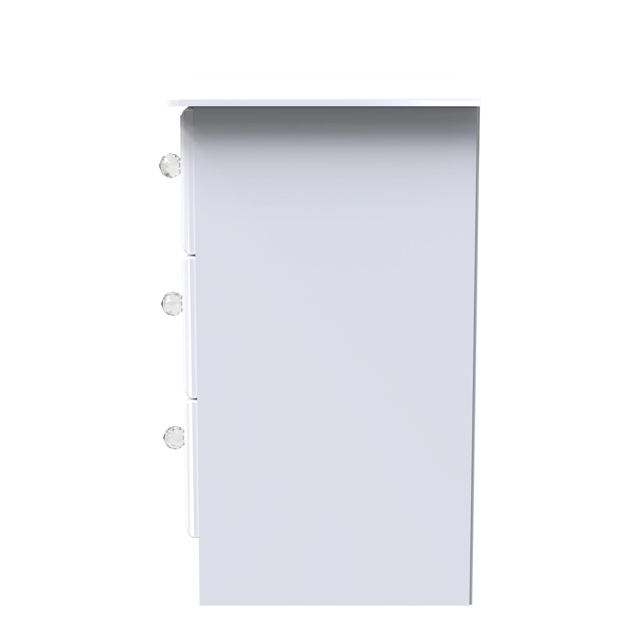 Clarence Ready Assembled 3 Drawer Bedside Cabinet in White Gloss & White - Image 2