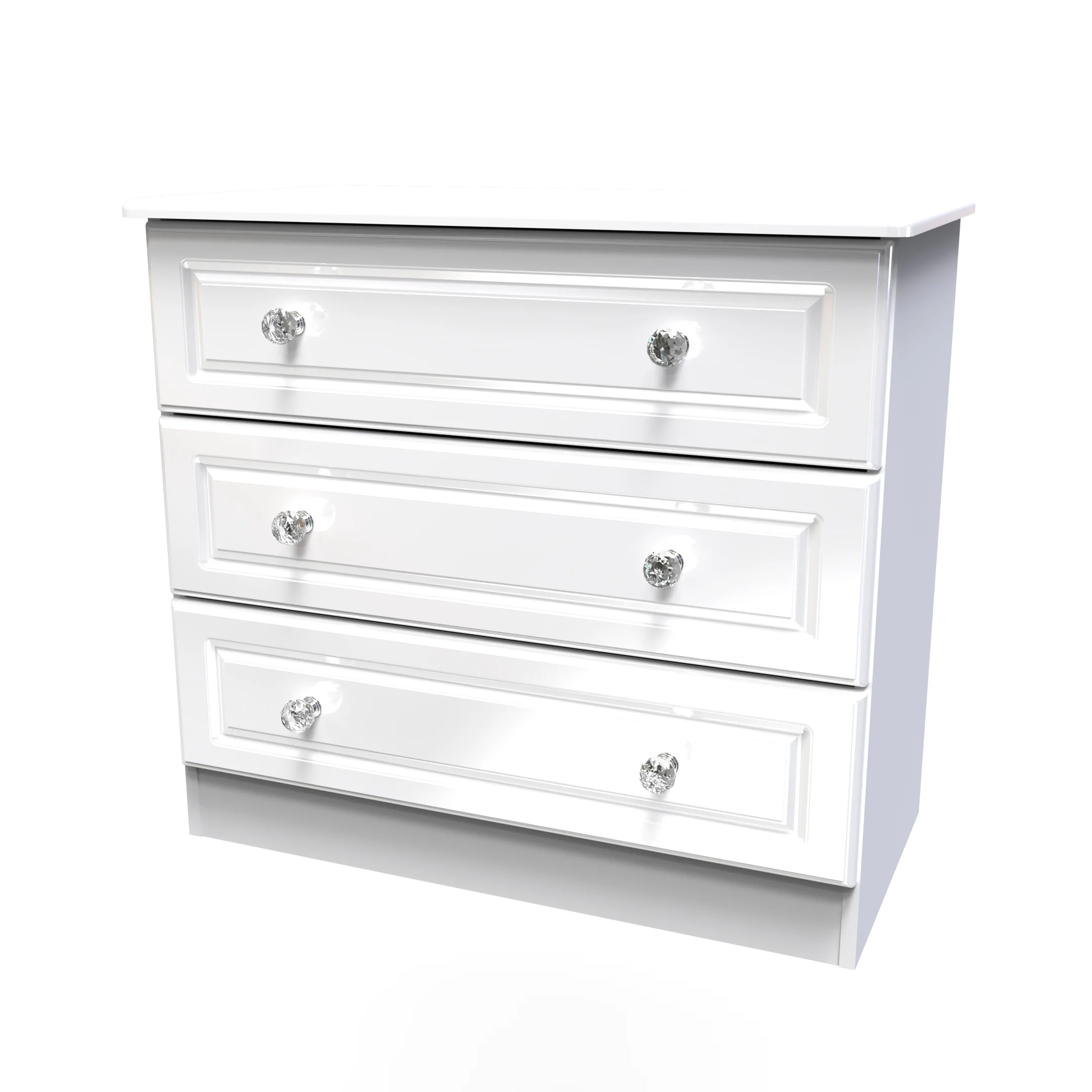Clarence Ready Assembled 3 Drawer Chest in White Gloss & White - Image 4
