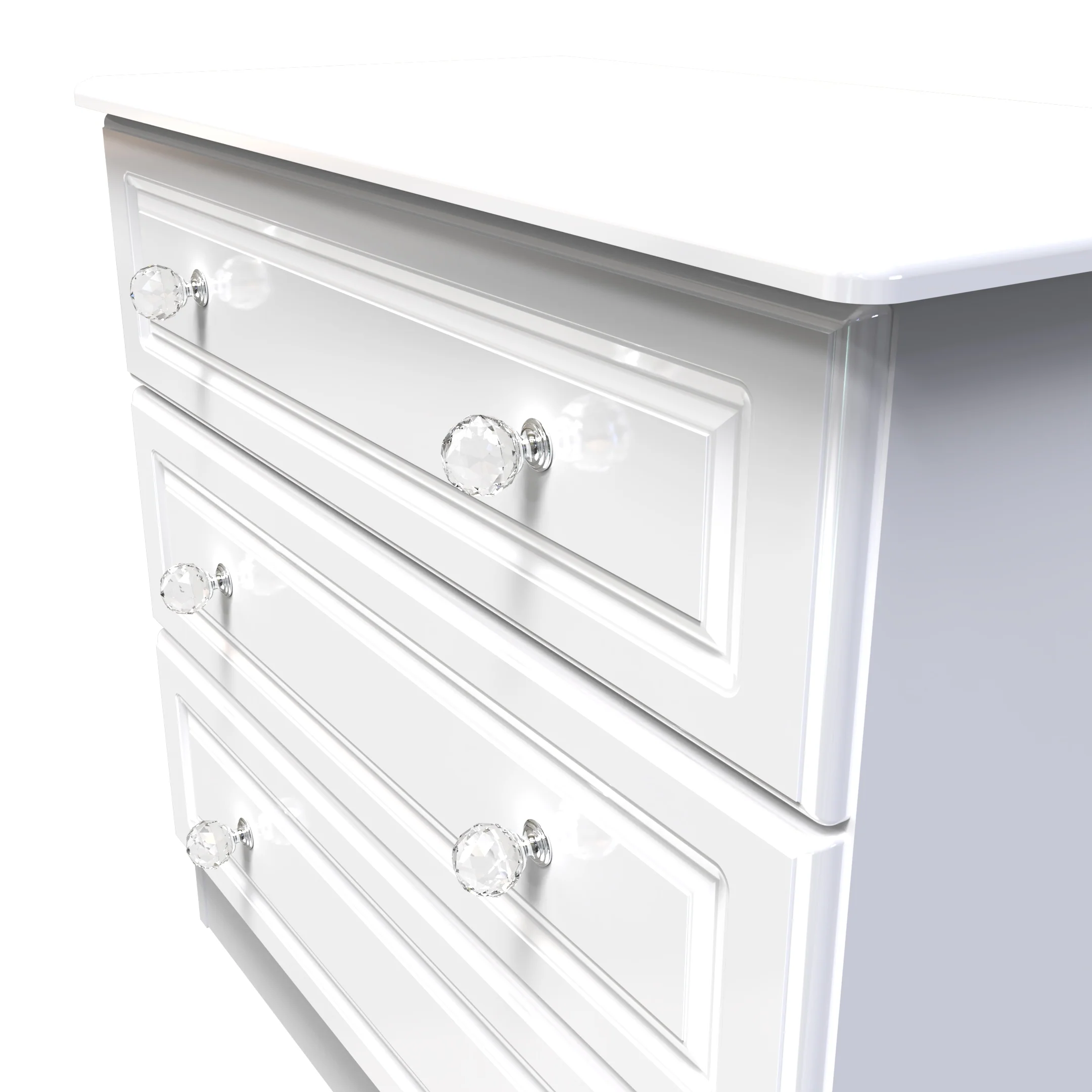 Clarence Ready Assembled 3 Drawer Chest in White Gloss & White - Image 5