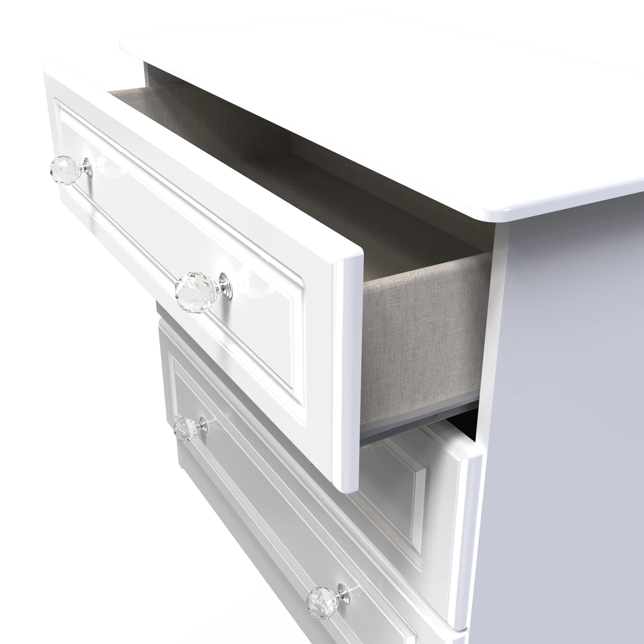 Clarence Ready Assembled 3 Drawer Chest in White Gloss & White - Image 6