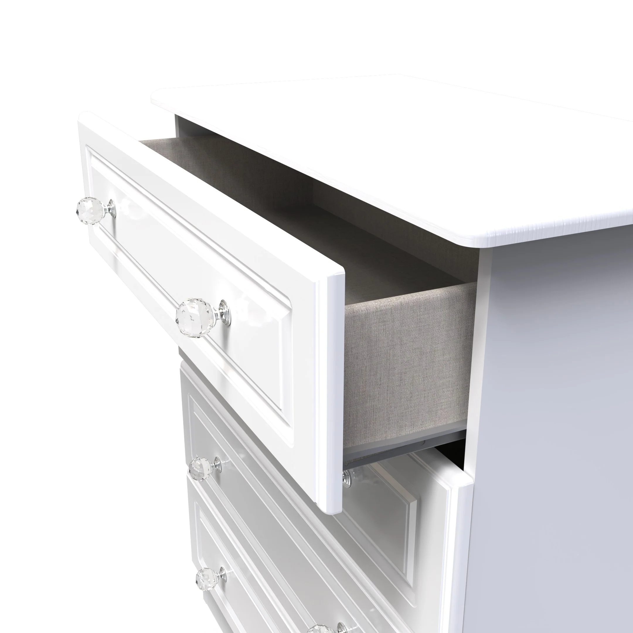 Clarence Ready Assembled 4 Drawer Chest in White Gloss & White - Image 5