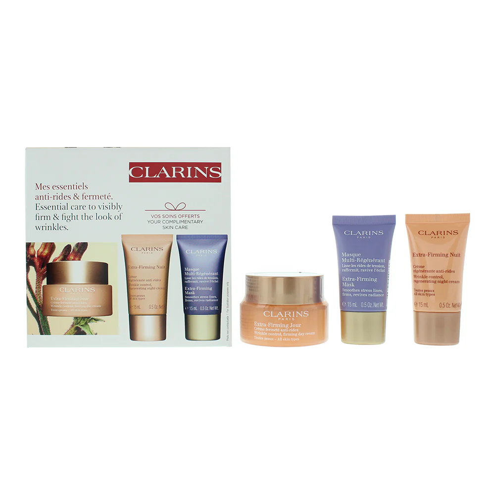 Clarins Extra-Firming 4 Piece Gift Set: Day Cream 50ml - Night Cream 15ml - Fac