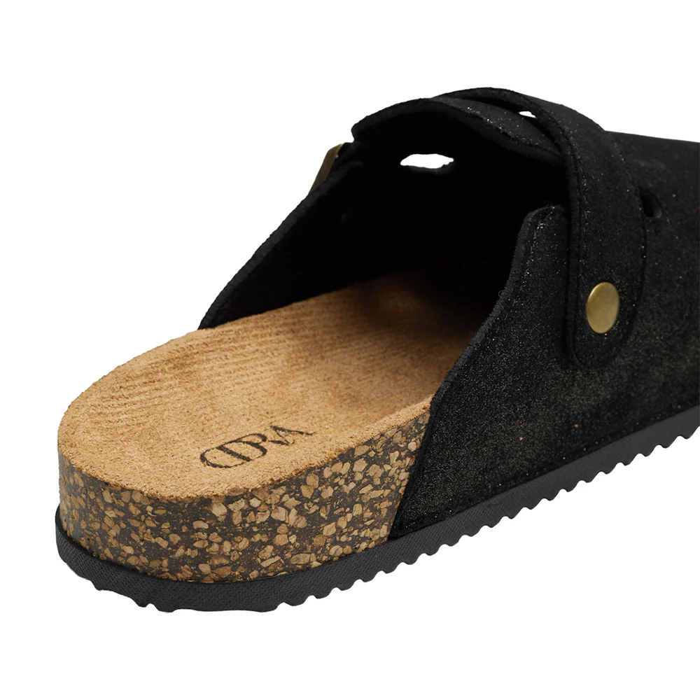 Closed-Toe Slip-On Mules Sandals - Black Shimmer - Image 6
