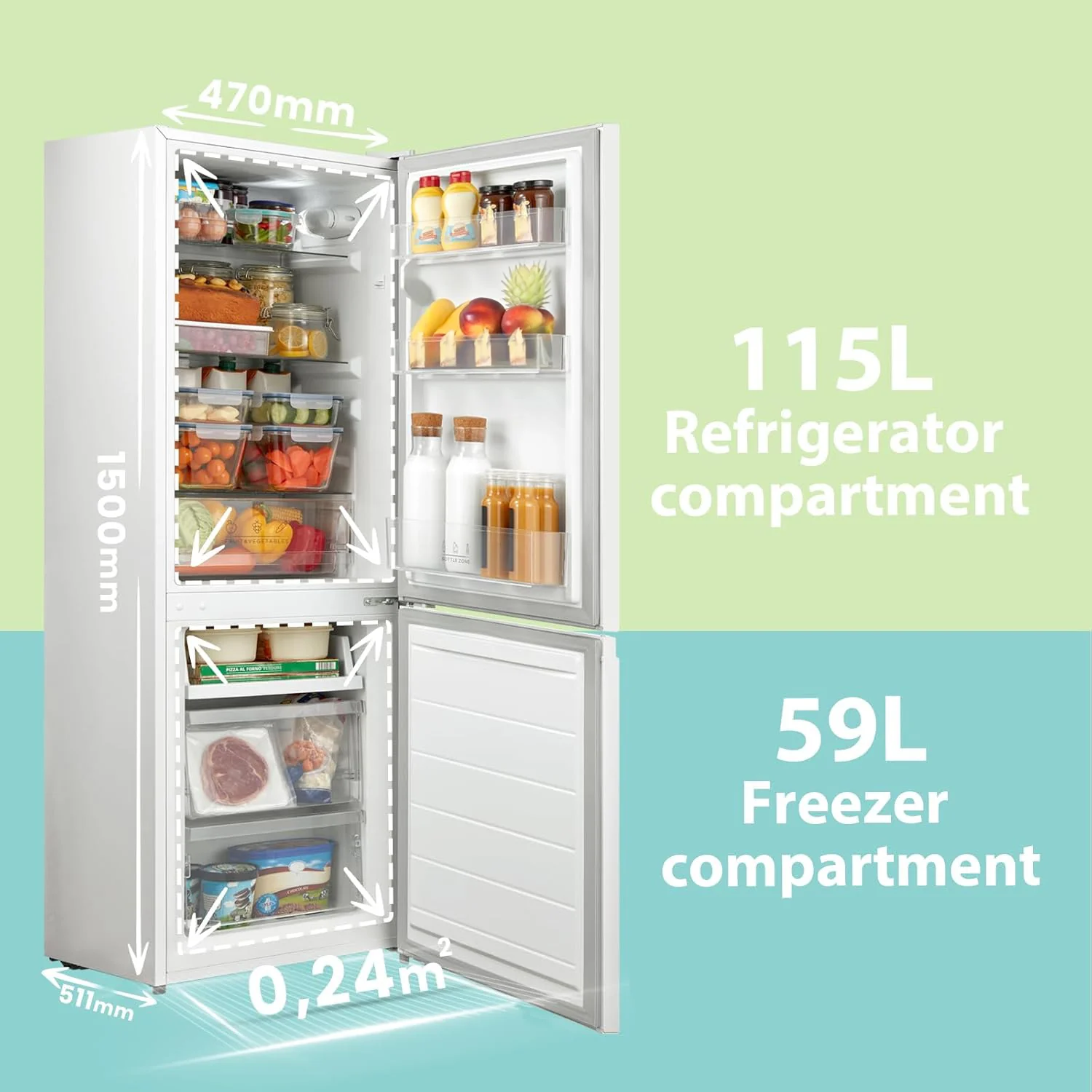 Comfee 174L Freestanding Low Frost Fridge Freezer - Image 7