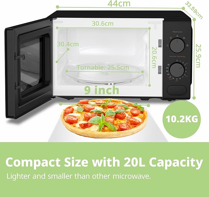 COMFEE 700W 20L Countertop Microwave Oven With Dual Knob - Image 4