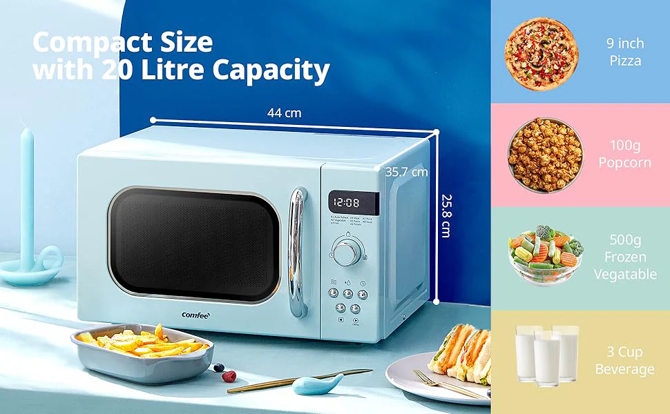 Comfee 800W 20L Retro Microwave Oven with LED Display - Image 2