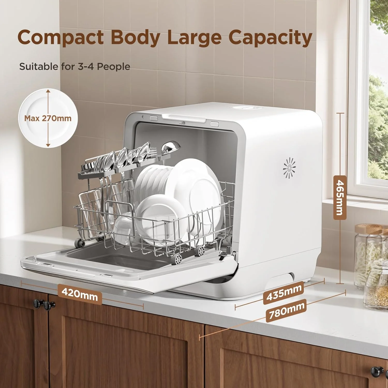 COMFEE White Countertop Dishwasher With A Visible Door - Image 2