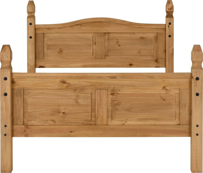 CORONA 4'6" HIGH END DOUBLE BED - DISTRESSED WAXED PINE - Image 2