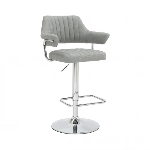 Cortez Leather Effect Light Grey Bar Stool - Set Of 2