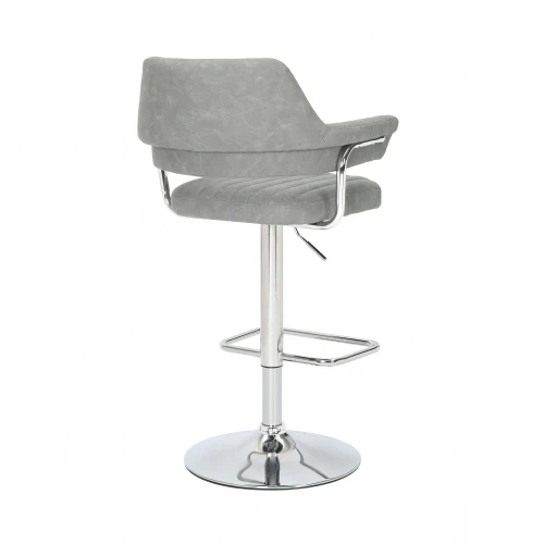 Cortez Leather Effect Light Grey Bar Stool - Set Of 2 - Image 2