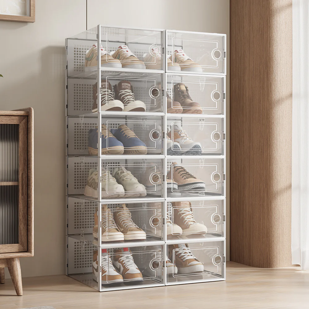 Cottonfy UK 12x Stackable Shoe Storage Box Organiser - Image 17