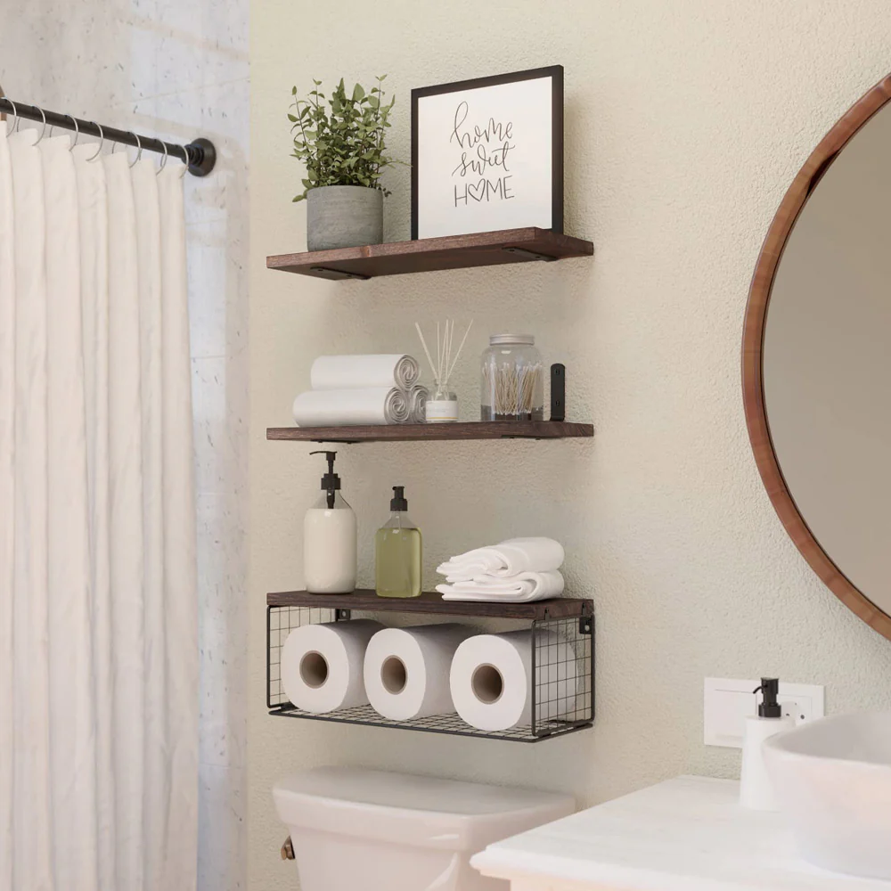 Cottonfy UK 3Pcs Wooden Wall Floating Shelves - Image 2