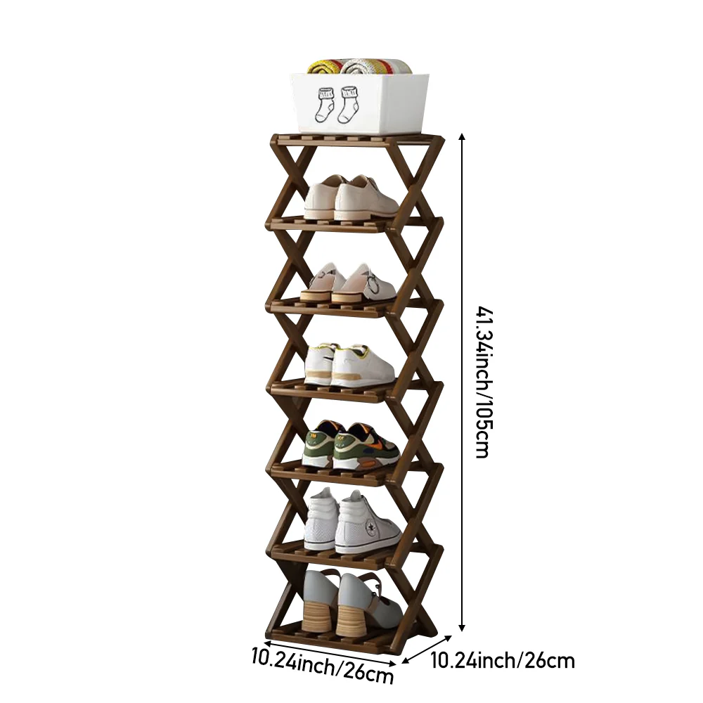 Cottonfy UK 7-Tier Bamboo Folding Shoe Rack - Image 8