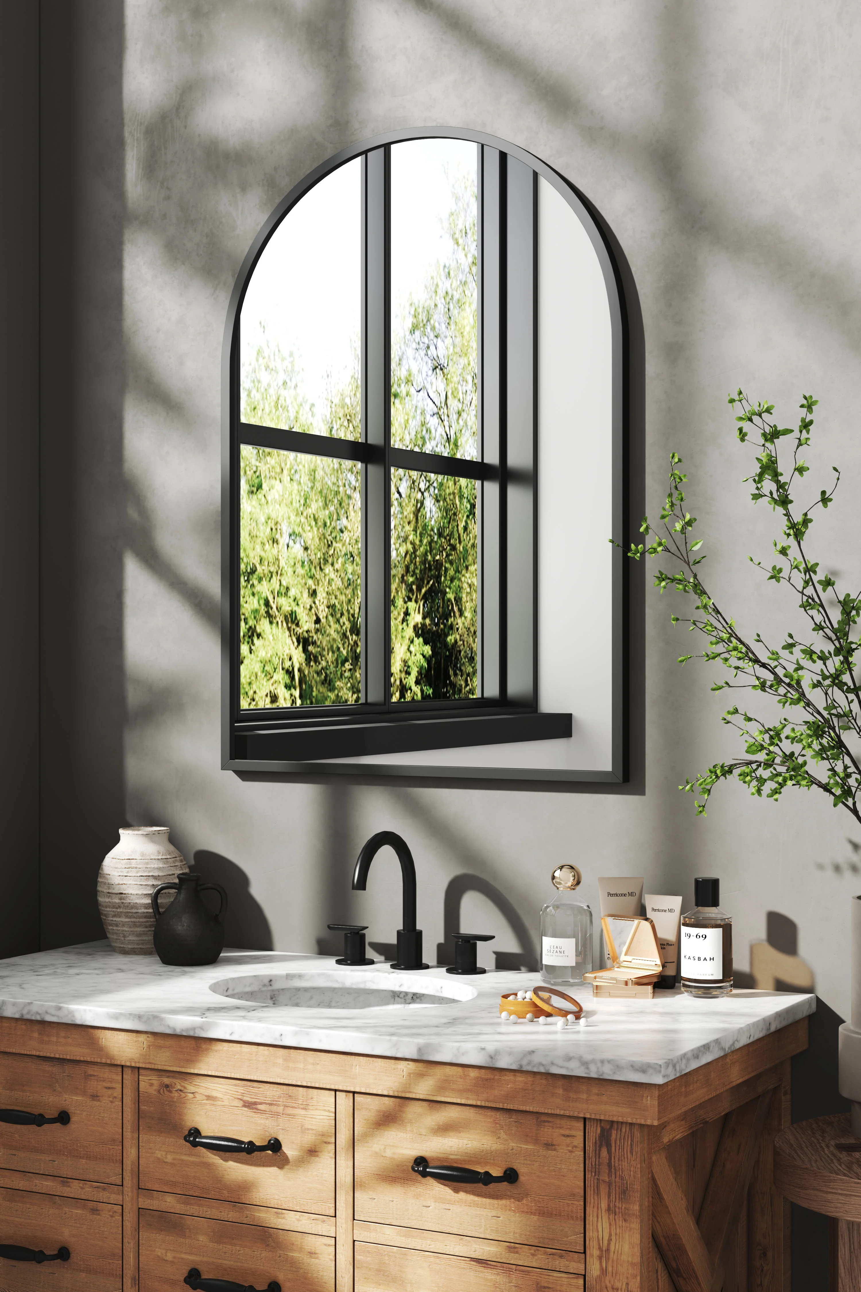 Cottonfy UK Arched Wall Mirror In Black Aluminum Alloy Frame - Image 4