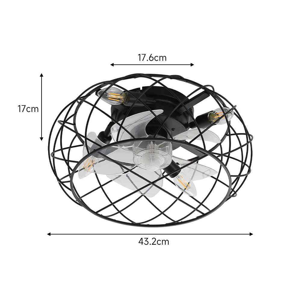 Cottonfy UK Black Cage Ceiling Fan Light - Image 7