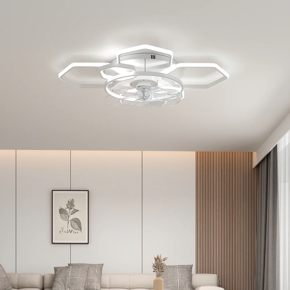 Cottonfy UK Geometrical Ceiling Mount LED Fan Light - Image 2