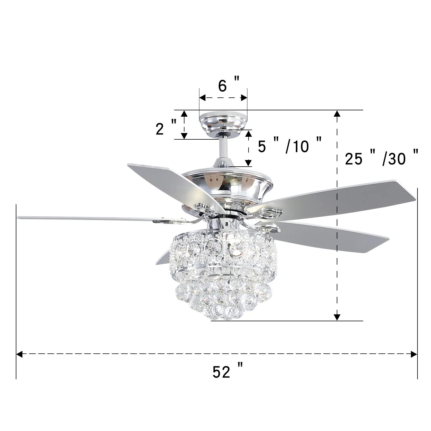 Cottonfy UK Remote Controlled Crystal Fan With Lights - Image 4