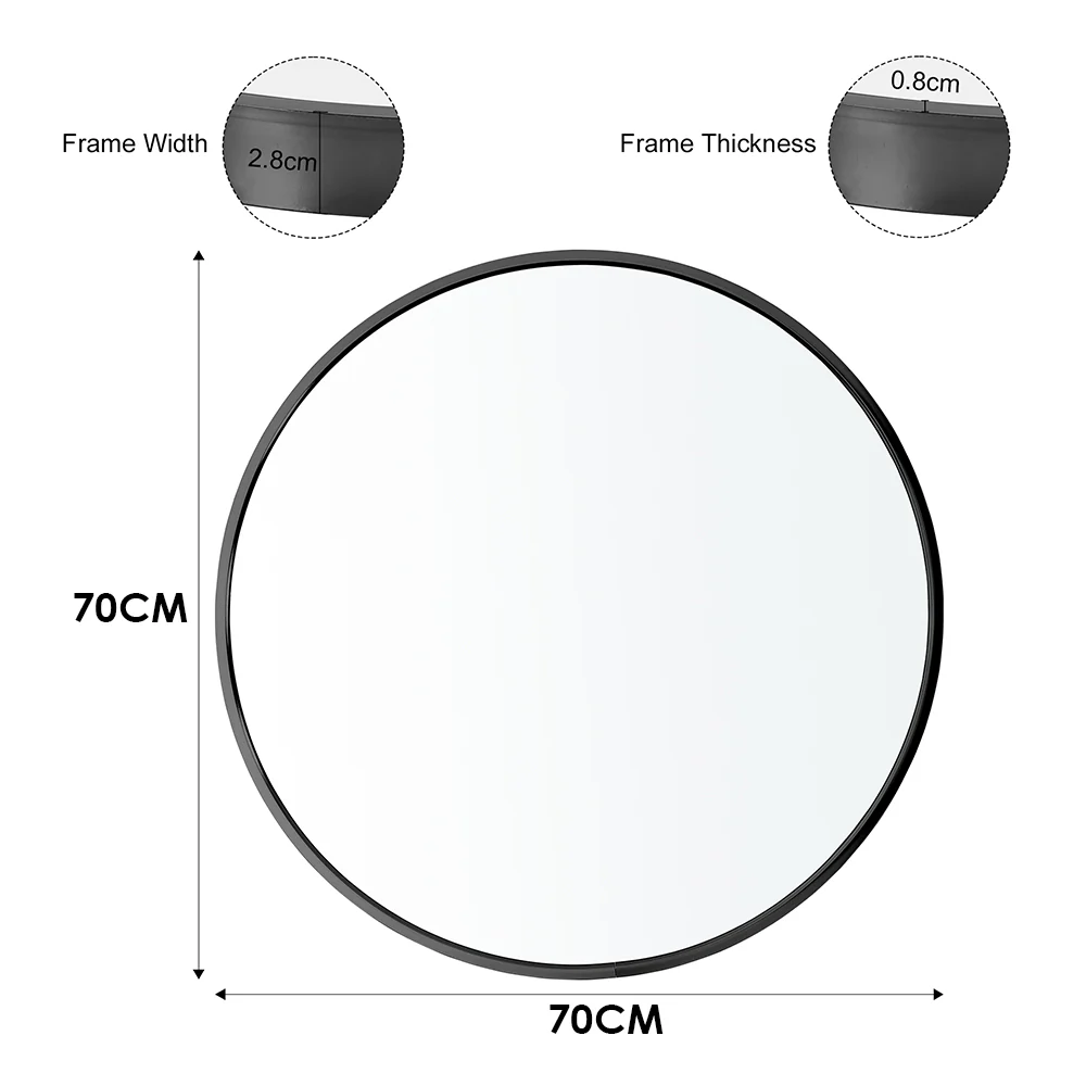 Livingandhome Home Round Bathroom Framed Mirror Wall Hanging - Image 30