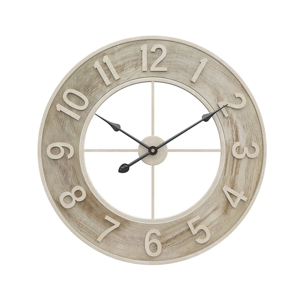 Cottonfy UK Round Wood Grain Metal Wall Clock - Image 5