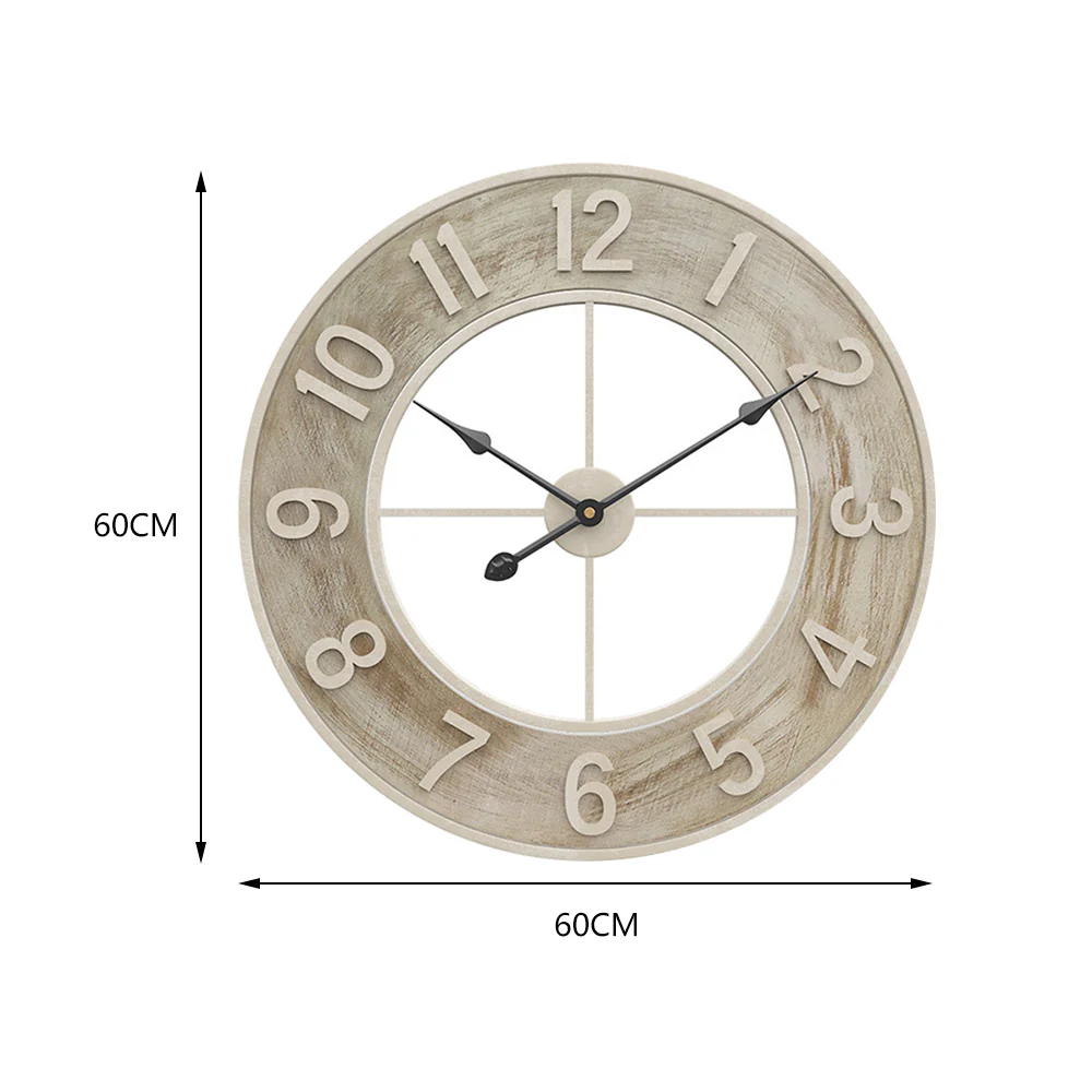Cottonfy UK Round Wood Grain Metal Wall Clock - Image 6