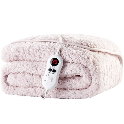 Cozy Night Electric Heated Throw Blanket - 9 Heat Settings & 9 Timer Settings Machine Washable Luxurious Sherpa Fleece Pink