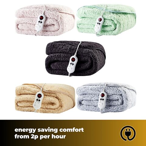 Cozy Night Electric Heated Throw Blanket - 9 Heat Settings & 9 Timer Settings Machine Washable - Luxurious Sherpa Fleece Sand - Image 4