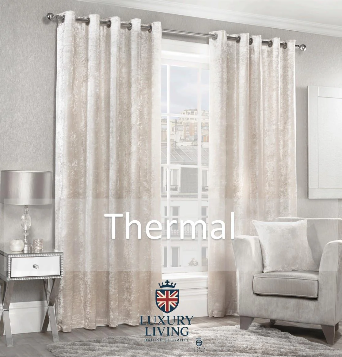 Crushed Velvet Lined Ring Top Curtains - Image 3