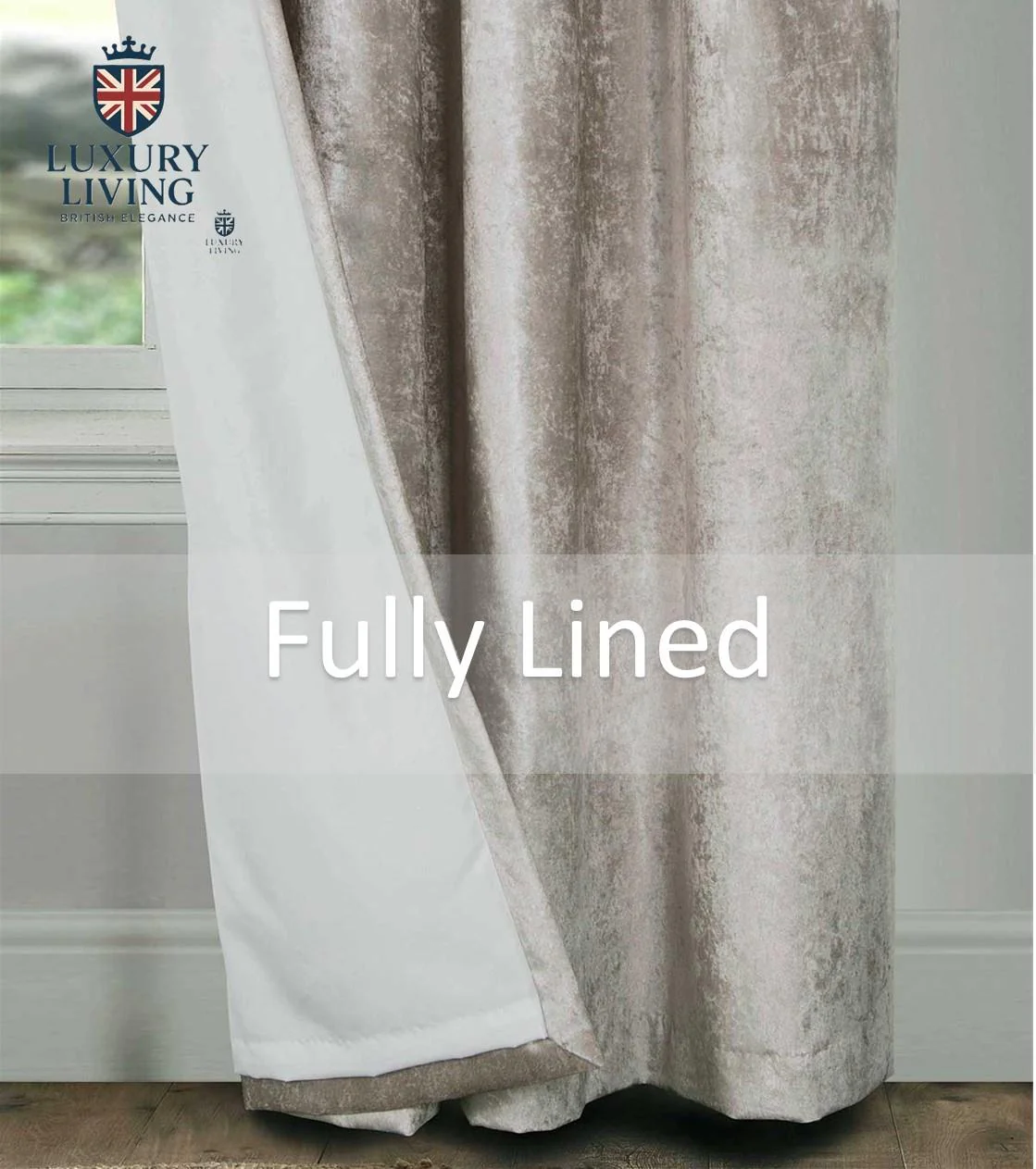 Crushed Velvet Lined Ring Top Curtains - Image 4