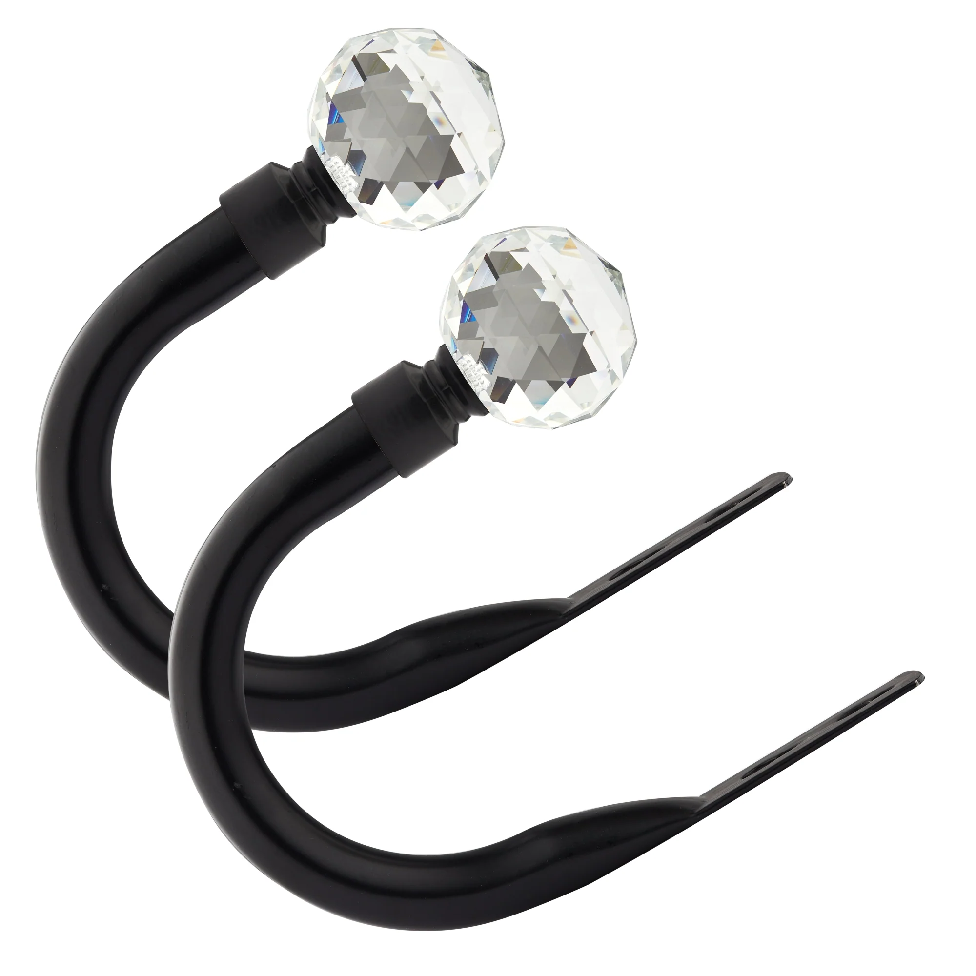 Crystal - Pair of Holdaback Tiebacks with End Finials in Matt Black - Image 2