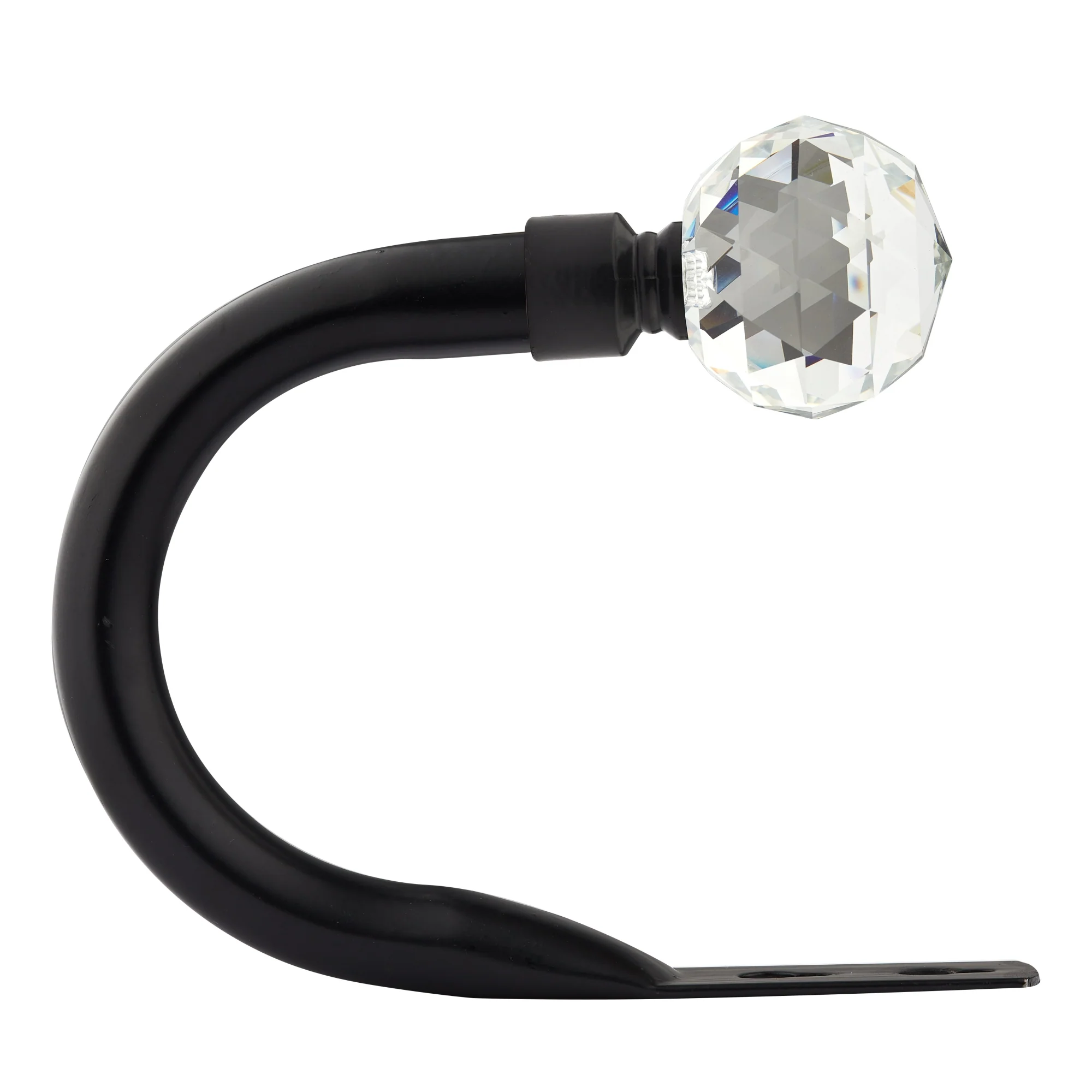 Crystal - Pair of Holdaback Tiebacks with End Finials in Matt Black - Image 3
