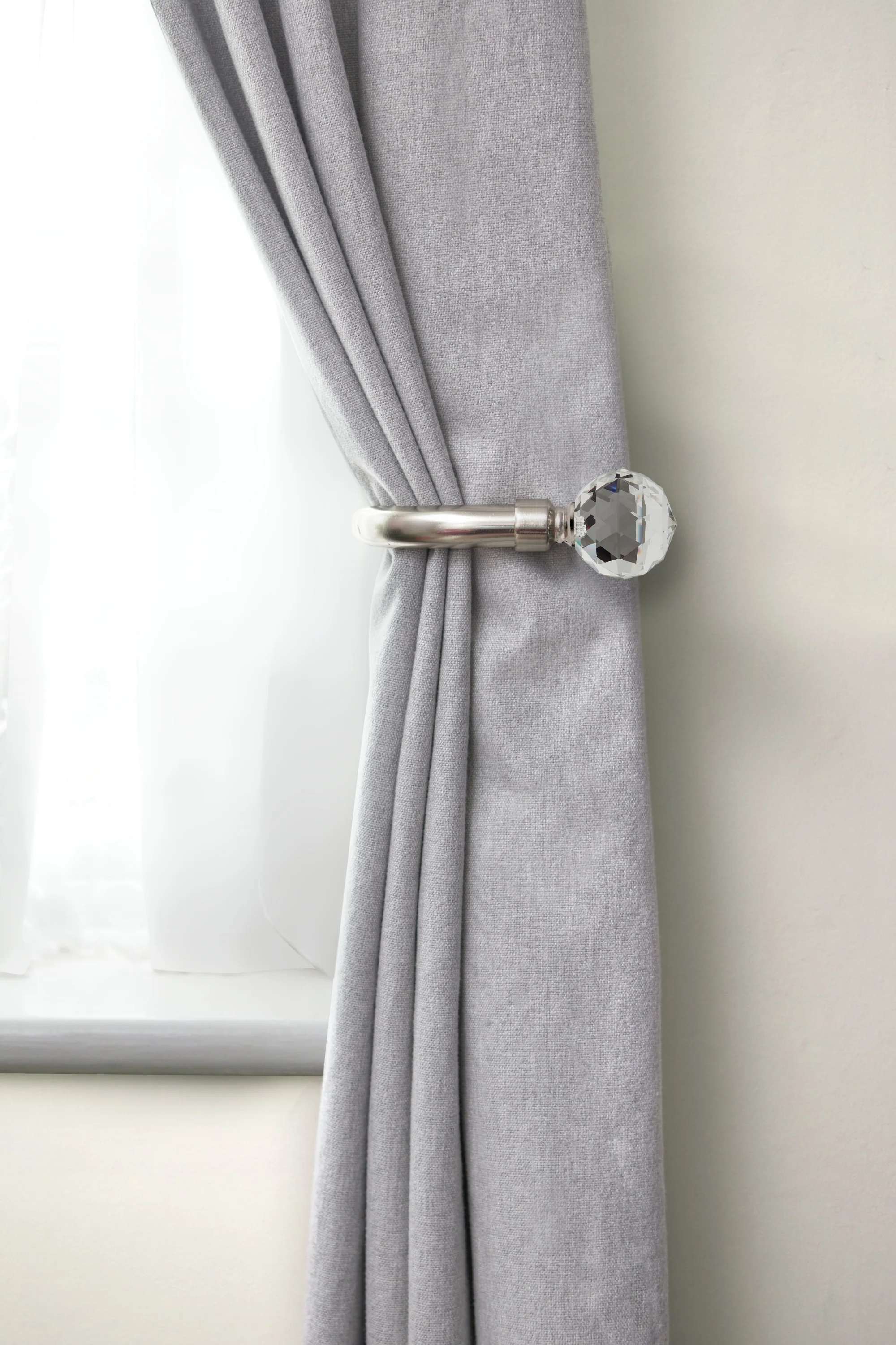 Crystal - Pair of Holdaback Tiebacks with End Finials in Matt Black - Image 5