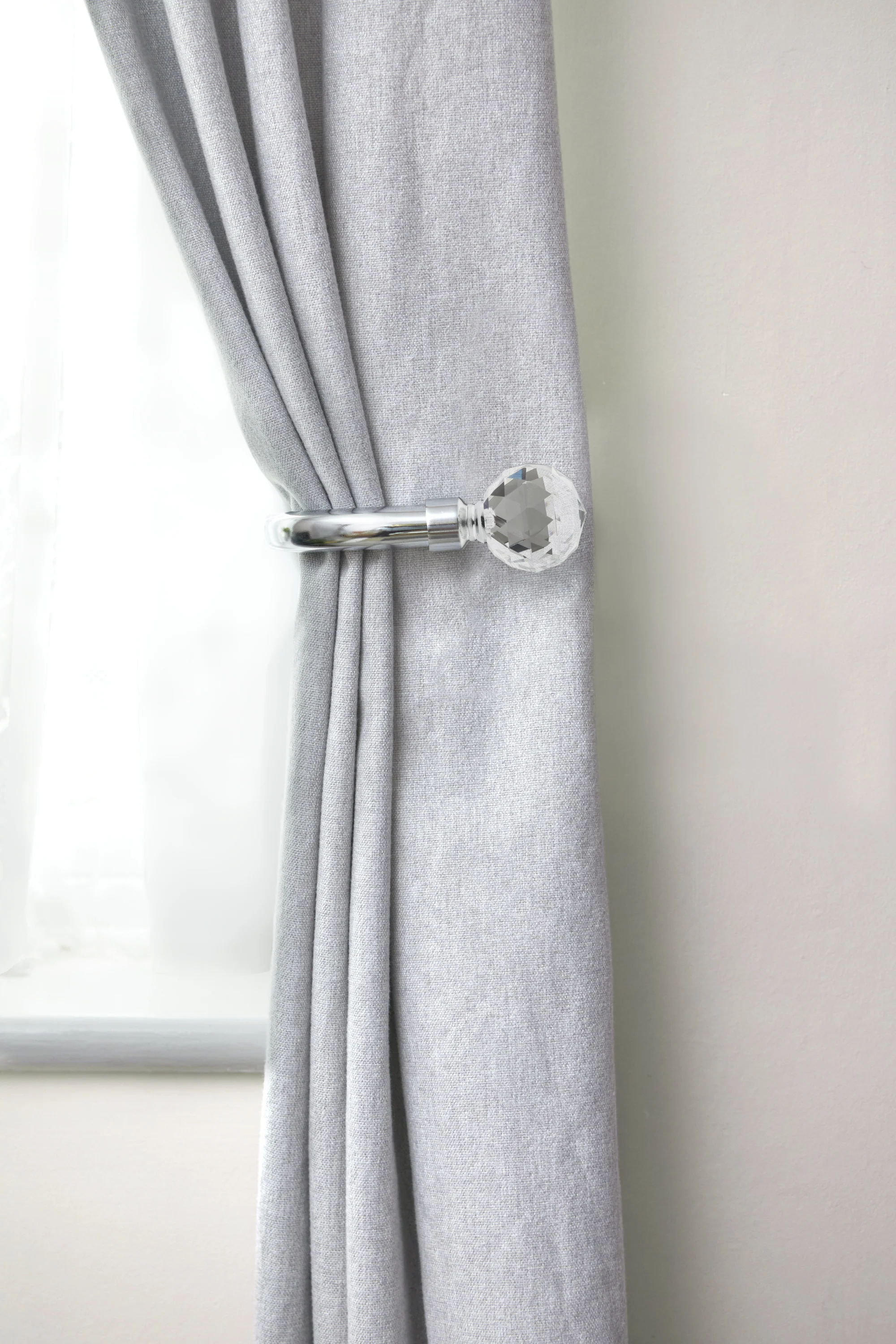 Crystal - Pair of Holdaback Tiebacks with End Finials in Matt Black - Image 9
