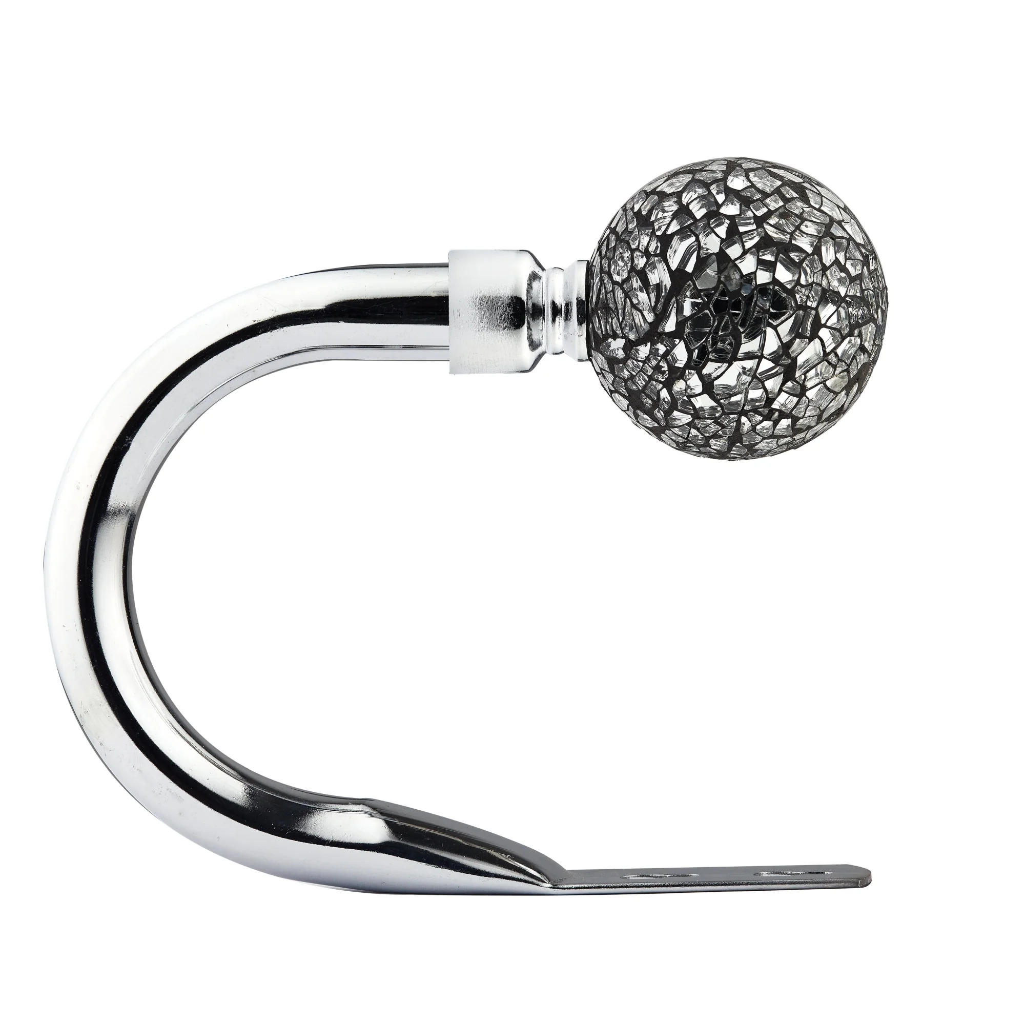 Cut Glass - Pair of Holdaback Tiebacks with End Finials in Chrome - Image 3