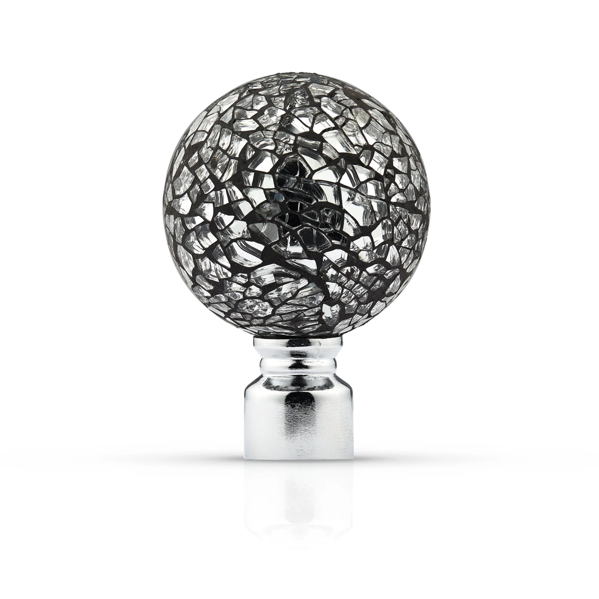 Cut Glass - Pair of Holdaback Tiebacks with End Finials in Chrome - Image 4
