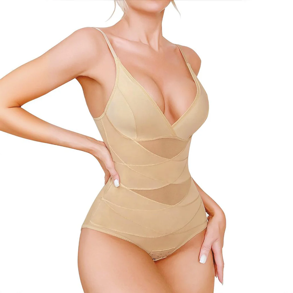 Deep V-Neck Cross Compression Shapewear