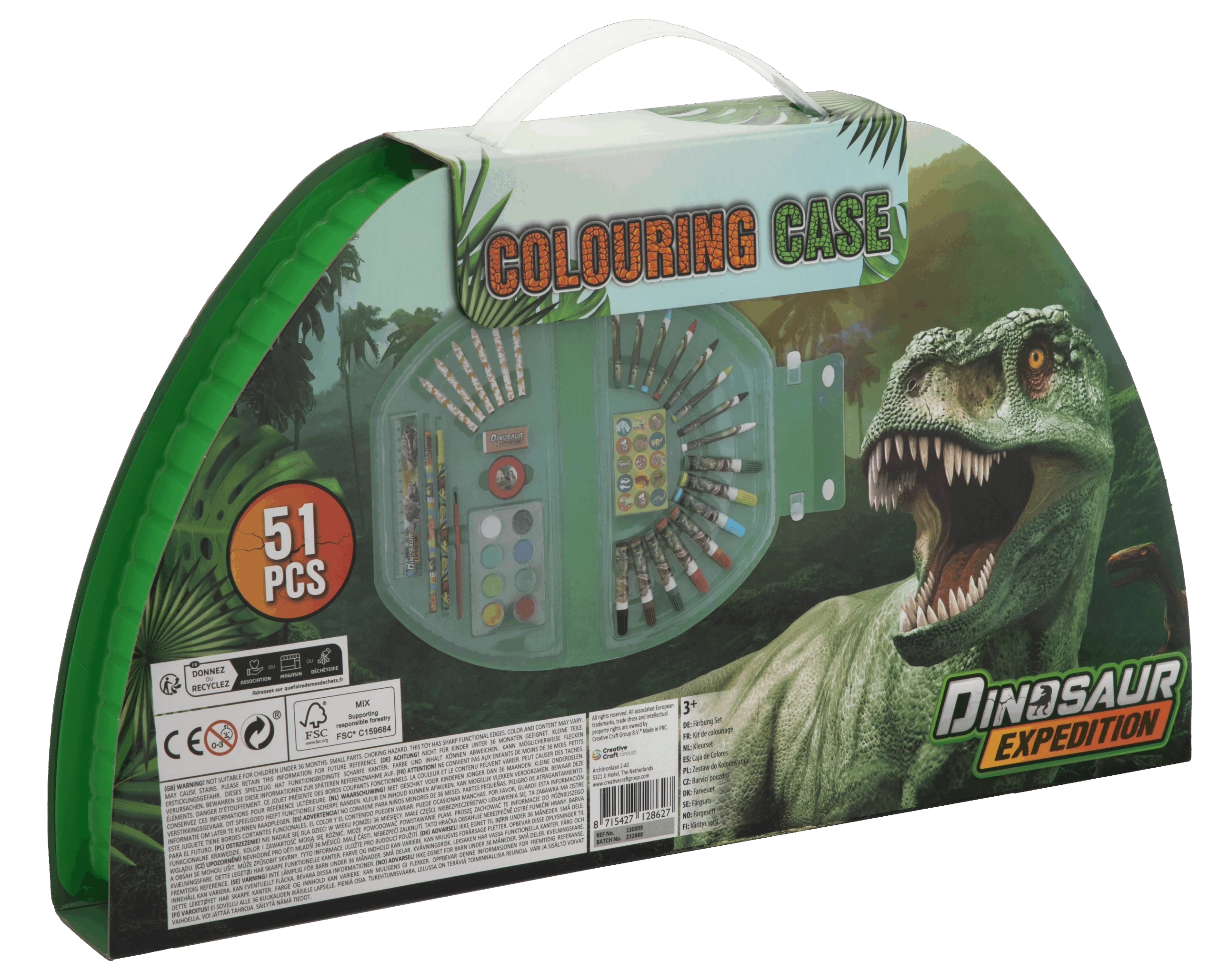 Dino Colouring Case Half Round - 51 Pcs