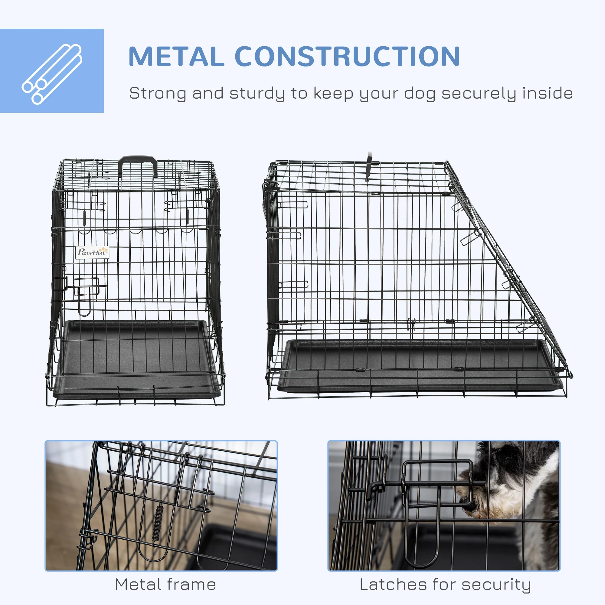 Pawhut Trapeze Collapsible Dog Pet Travel Box Cage Removable Tray 77 X 47 X 55cm - Image 6