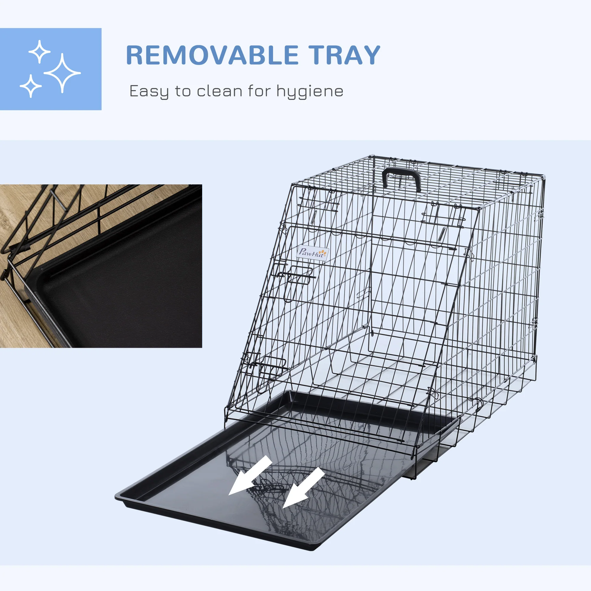 Pawhut Trapeze Collapsible Dog Pet Travel Box Cage Removable Tray 77 X 47 X 55cm - Image 7
