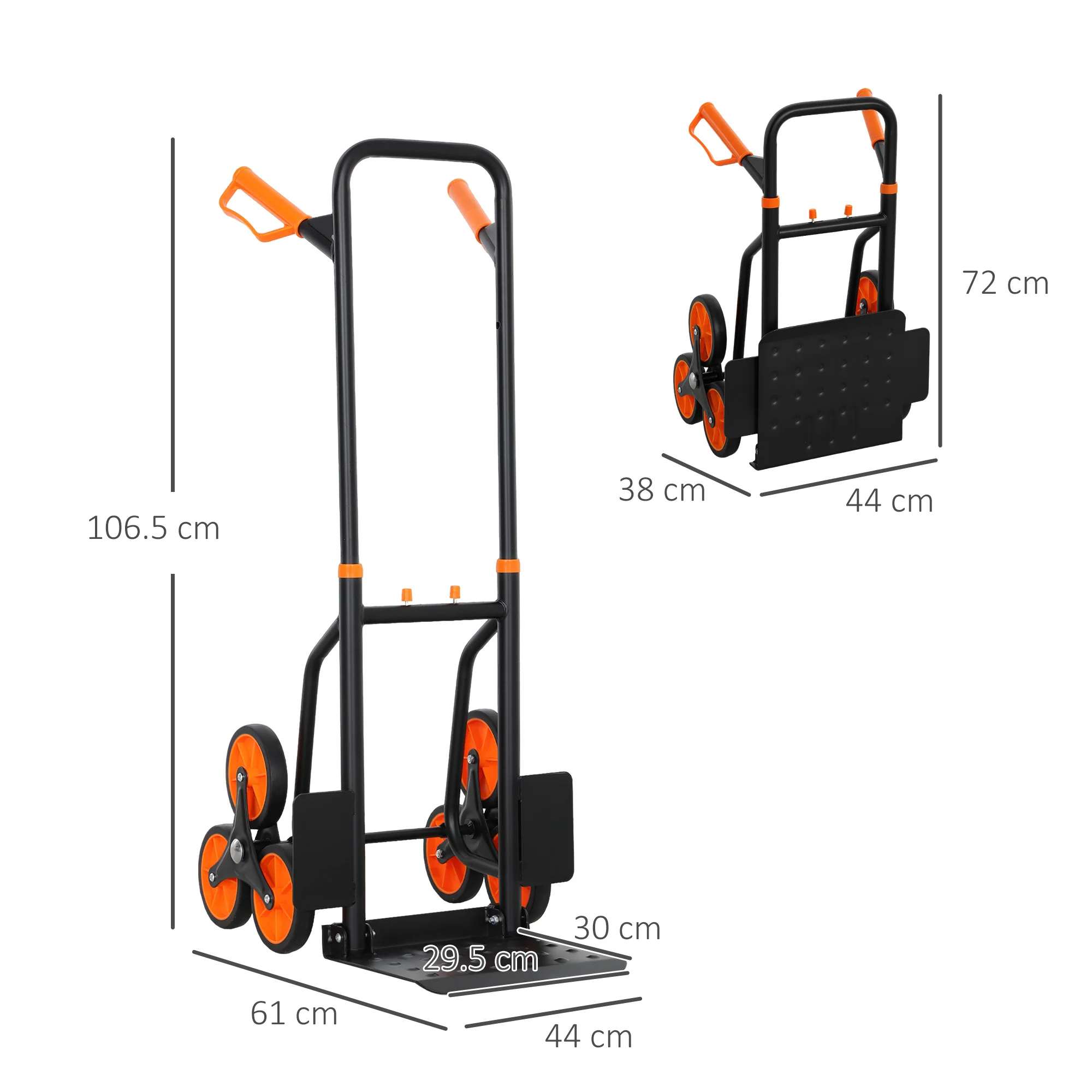 DURHAND Climbing Stairs Trolley Hand Trucks 6-Wheels Foldable Load Cart Steel - Image 14