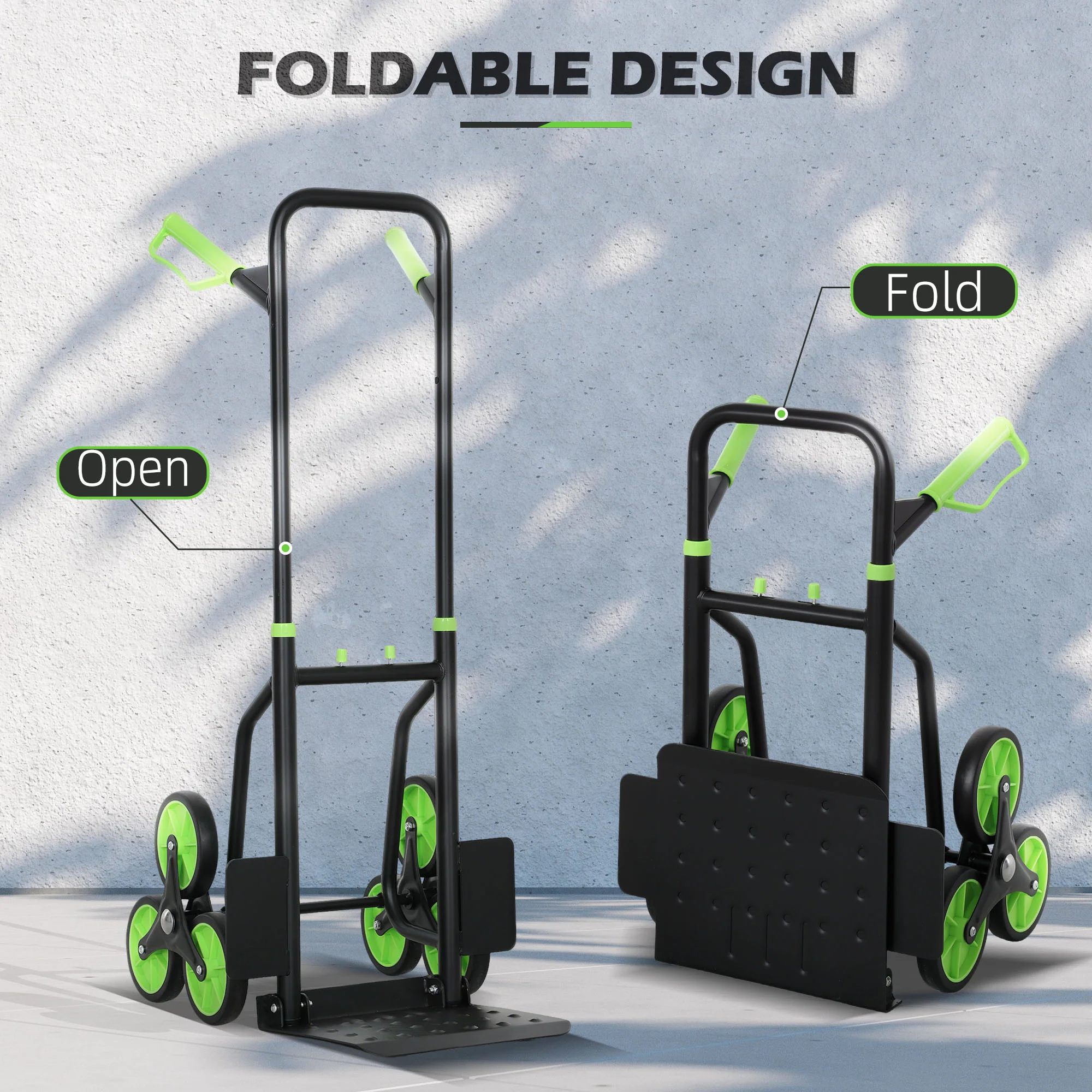 DURHAND Climbing Stairs Trolley Hand Trucks 6-Wheels Foldable Load Cart Steel - Image 3