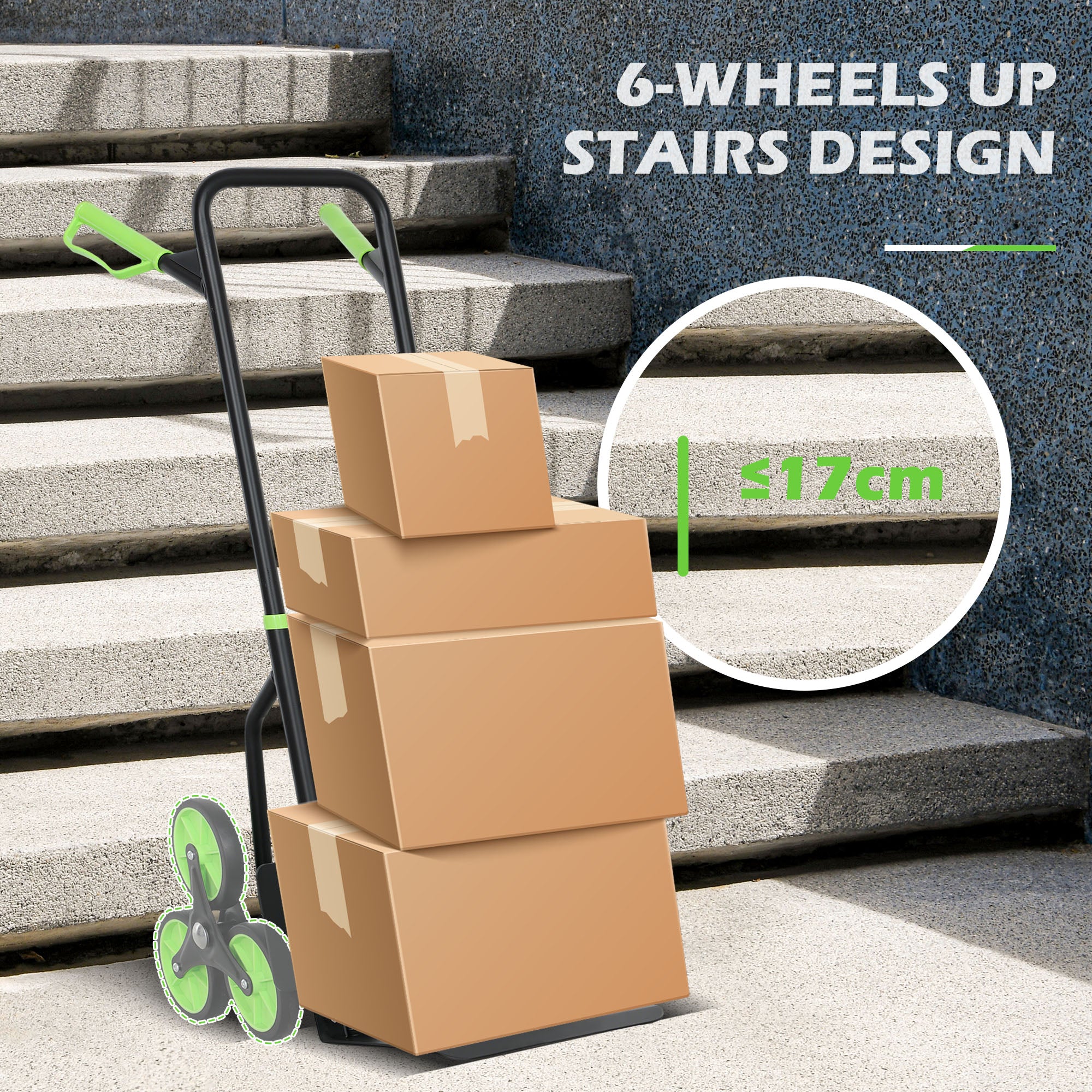 DURHAND Climbing Stairs Trolley Hand Trucks 6-Wheels Foldable Load Cart Steel - Image 4